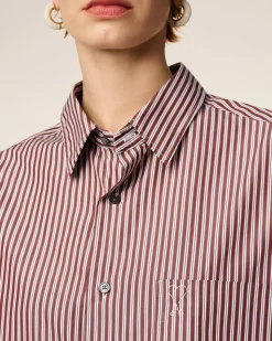 Chemise Bordeaux Boxy Rayée Ami De Coeur En Coton