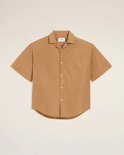 Chemise Marron Boxy Courtes En Taffetass