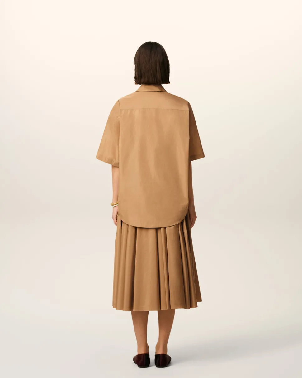 Chemise Marron Boxy Courtes En Taffetass