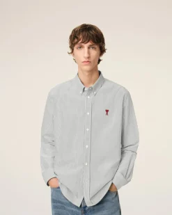 Chemise Noire Col Boutonné Ami De Coeur En Coton