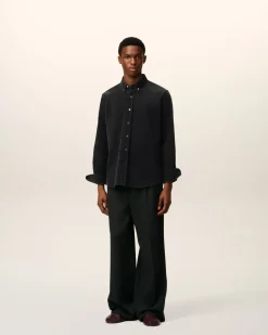 Chemise Noire Col Boutonné Ami De Coeur En Coton