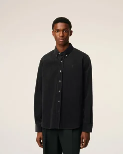 Chemise Noire Col Boutonné Ami De Coeur En Coton
