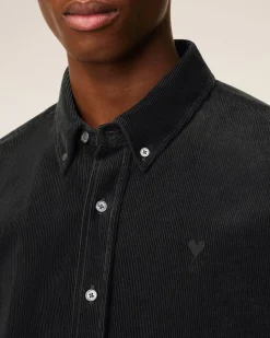 Chemise Noire Col Boutonné Ami De Coeur En Coton