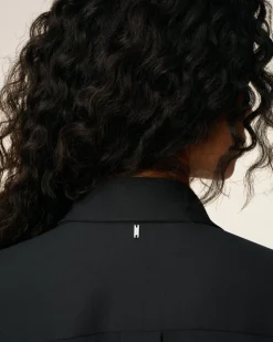 Chemise Noire Longue Oversize Avec Fentes En Laine