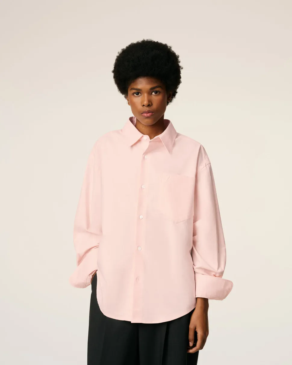 Chemise Rose Boxy Embossée Ami De Coeur En Coton