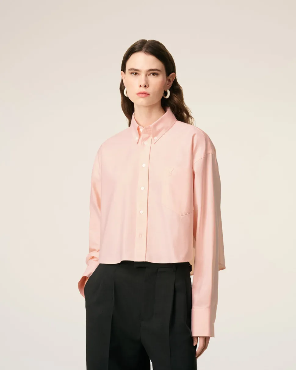 Chemise Rose Croppée Oversize Ami De Coeur En Coton