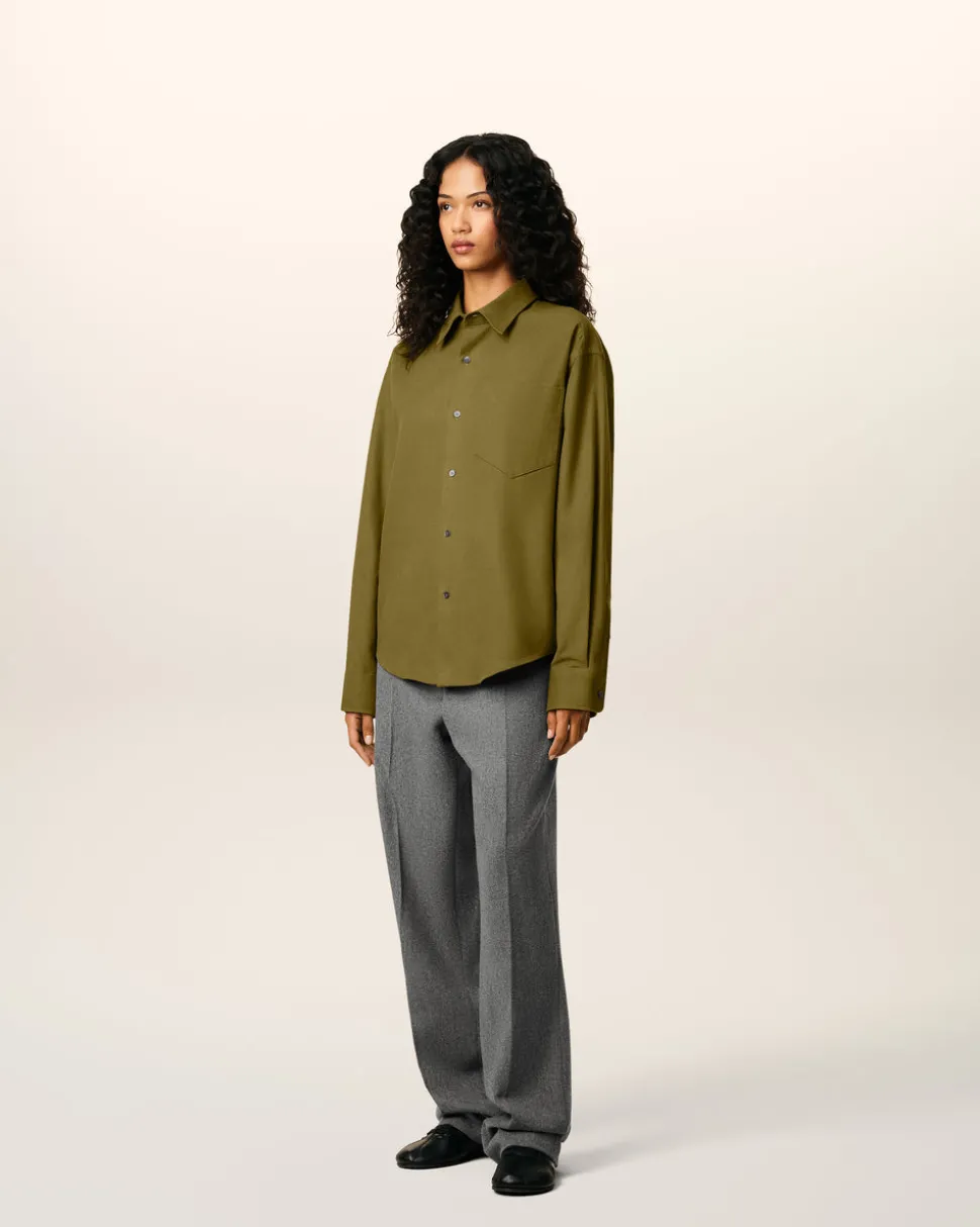 Chemise Verte Boxy Embossée Ami De Coeur En Coton