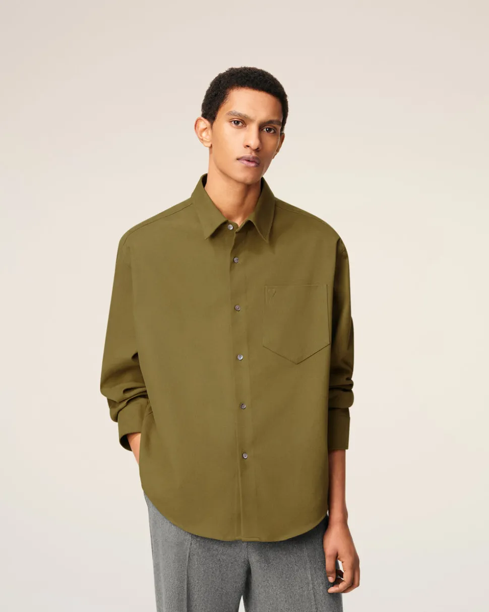 Chemise Verte Boxy Embossée Ami De Coeur En Coton