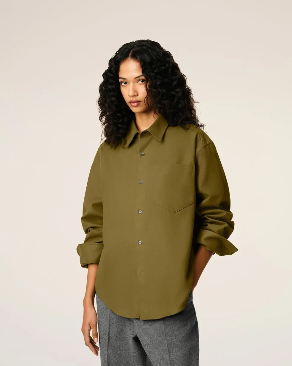 Chemise Verte Boxy Embossée Ami De Coeur En Coton