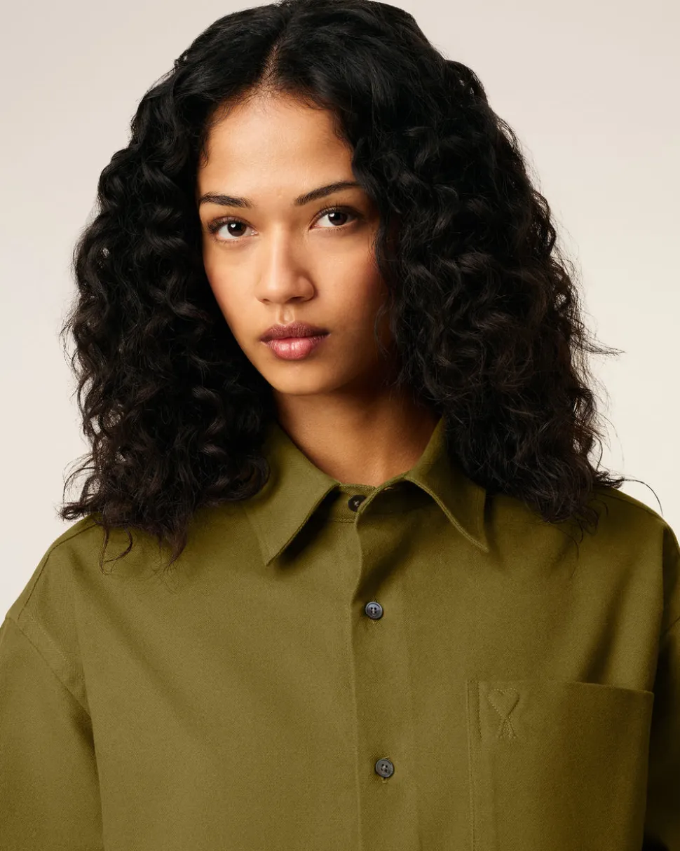 Chemise Verte Boxy Embossée Ami De Coeur En Coton