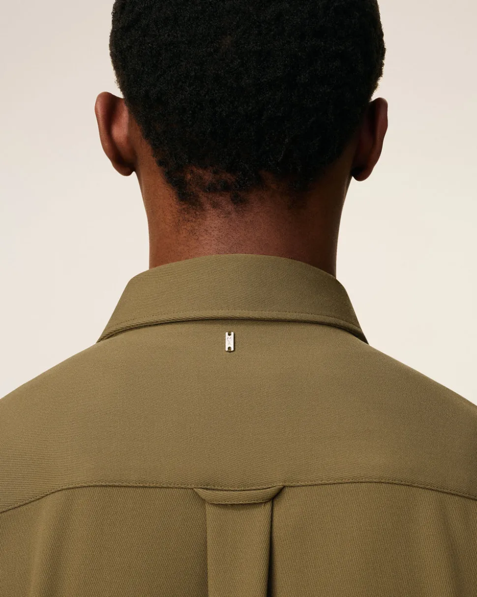 Chemise Verte Longue Oversize En Laine