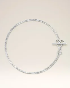 Collier Argenté Chaine Ami De Coeur 2 En 1 En Laiton