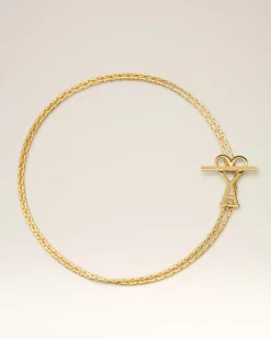 Collier Doré Chaine Ami De Coeur 2 En 1 En Laiton