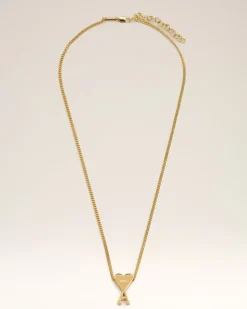 Collier Doré Pendentif Ami De Coeur En Laiton