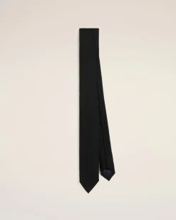 Cravate Noire En Grenadine De Soie