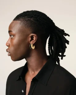 Créoles Noires Rivage En Laiton