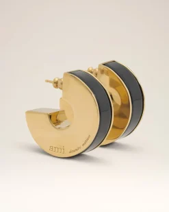 Créoles Noires Rivage En Laiton