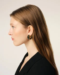 Créoles Noires Rivage En Laiton