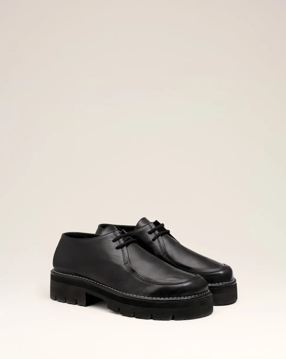 Derbies Noires A Bout Anatomique En Cuir