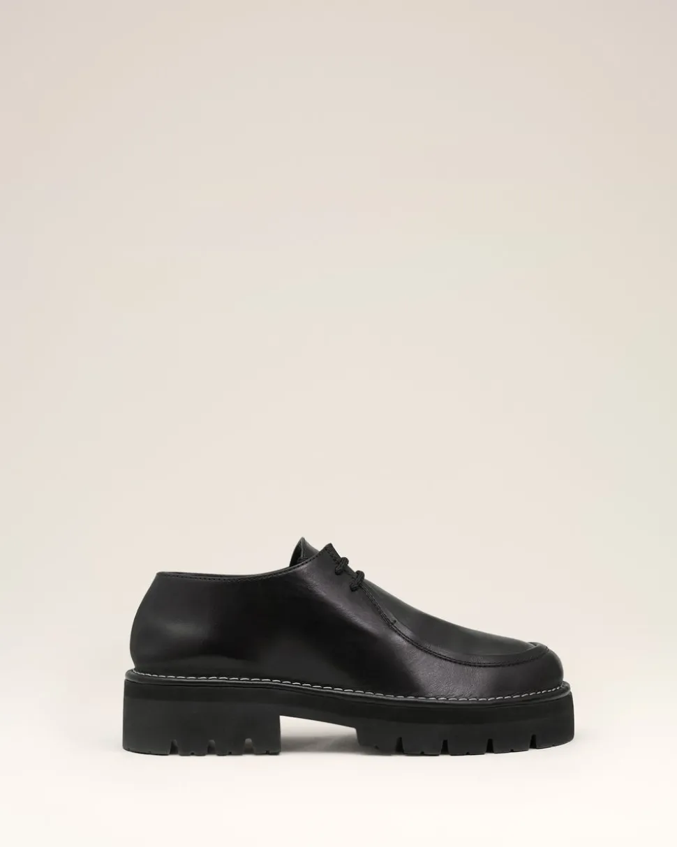 Derbies Noires A Bout Anatomique En Cuir