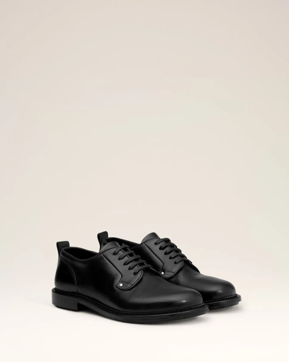 Derbies Noires A Bout Anatomique En Cuir