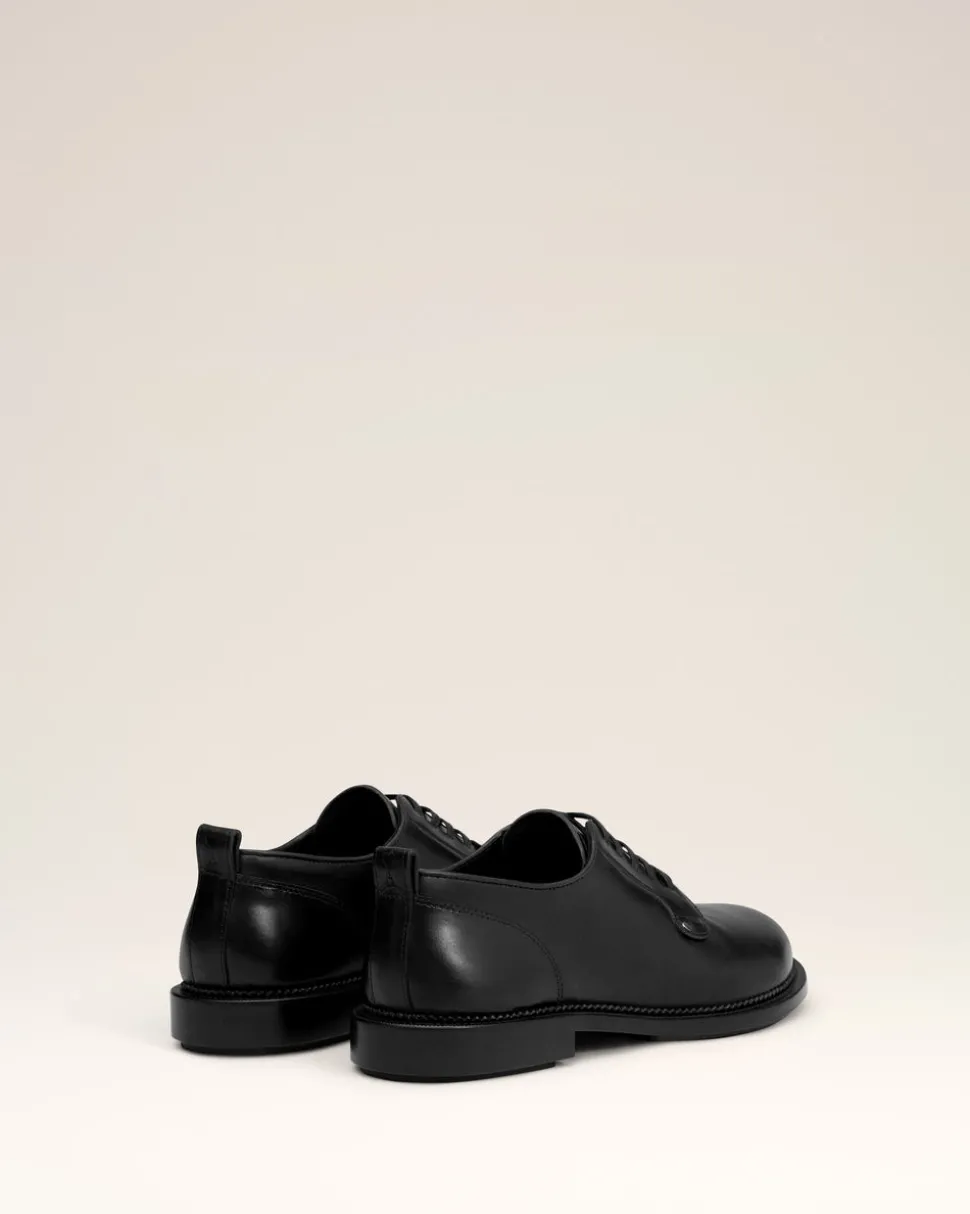 Derbies Noires A Bout Anatomique En Cuir