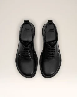 Derbies Noires A Bout Anatomique En Cuir