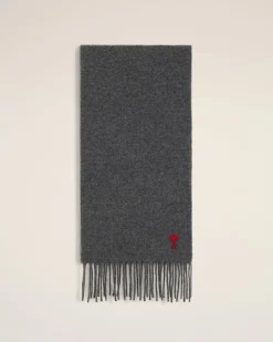 Echarpe Grise Ami De Coeur Rouge En Laine