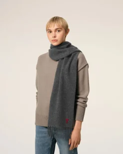 Echarpe Grise Ami De Coeur Rouge En Laine