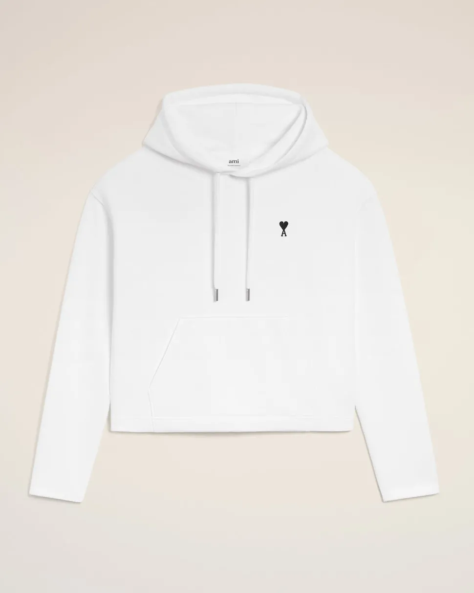 Hoodie Blanc Ami De Coeur Contrasté En Coton