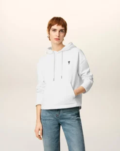 Hoodie Blanc Ami De Coeur Contrasté En Coton