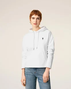 Hoodie Blanc Ami De Coeur Contrasté En Coton