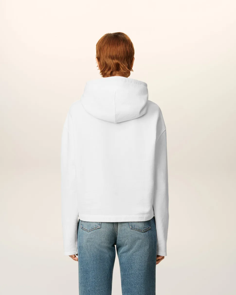 Hoodie Blanc Ami De Coeur Contrasté En Coton