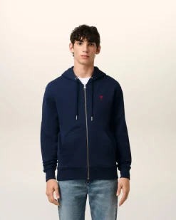 Hoodie Bleu Zippé Ami De Coeur En Coton Biologique