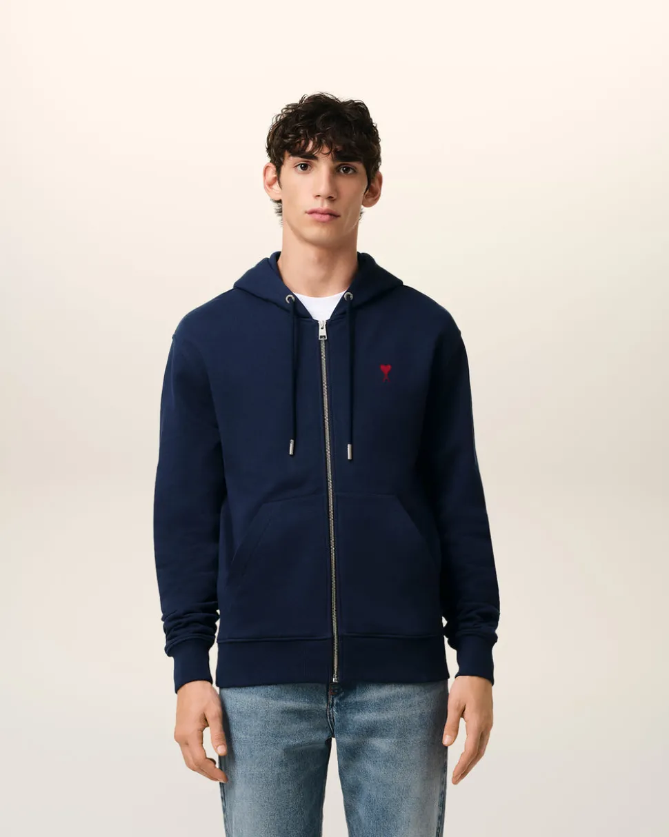 Hoodie Bleu Zippé Ami De Coeur En Coton Biologique
