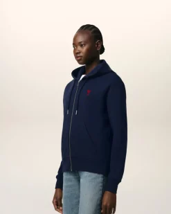 Hoodie Bleu Zippé Ami De Coeur En Coton Biologique