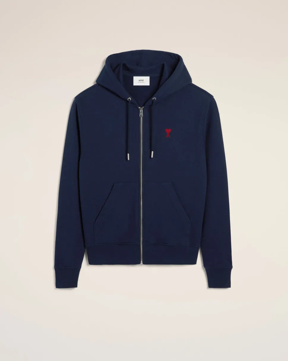 Hoodie Bleu Zippé Ami De Coeur En Coton Biologique