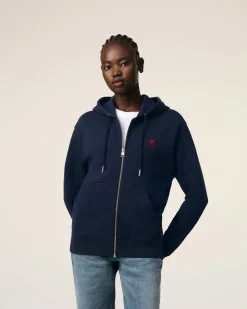 Hoodie Bleu Zippé Ami De Coeur En Coton Biologique