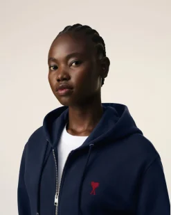 Hoodie Bleu Zippé Ami De Coeur En Coton Biologique