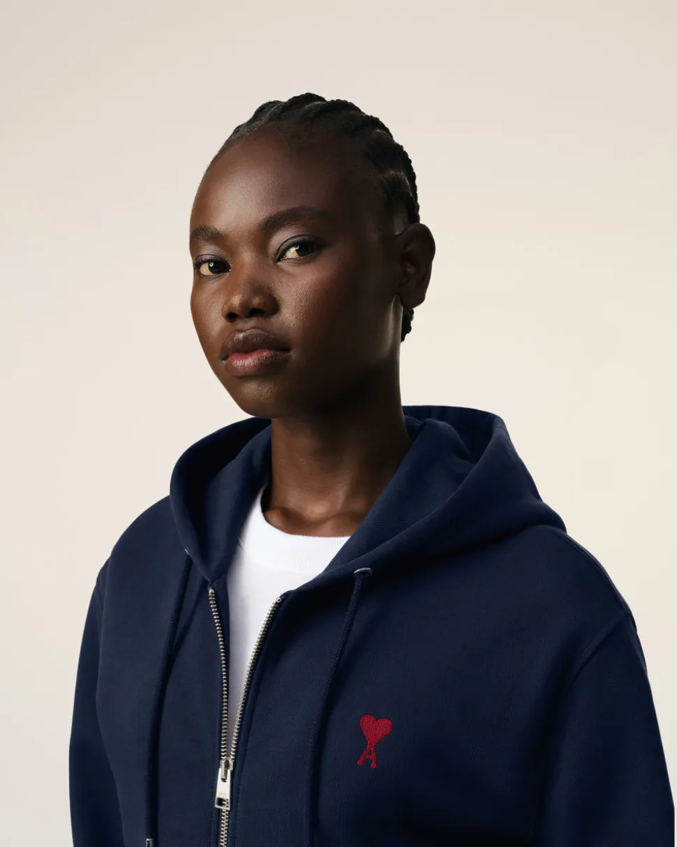 Hoodie Bleu Zippé Ami De Coeur En Coton Biologique