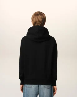 Hoodie Noir Ami De Coeur En Coton Biologique