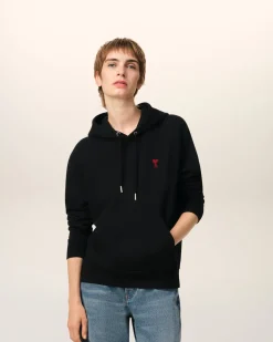 Hoodie Noir Ami De Coeur En Coton Biologique