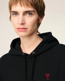 Hoodie Noir Ami De Coeur En Coton Biologique