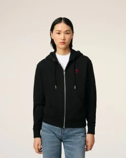 Hoodie Noir Zippé Ami De Coeur En Coton Biologique