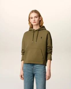 Hoodie Vert Ami De Coeur Contrasté En Coton