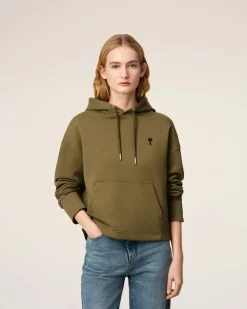 Hoodie Vert Ami De Coeur Contrasté En Coton