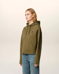 Hoodie Vert Ami De Coeur Contrasté En Coton