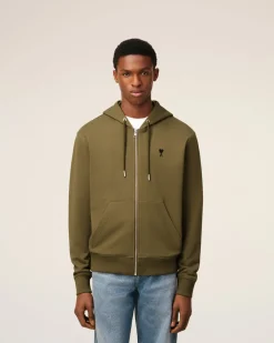 Hoodie Vert Zippé Ami De Coeur En Coton