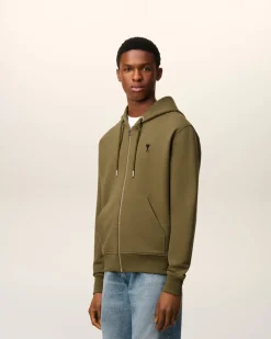Hoodie Vert Zippé Ami De Coeur En Coton