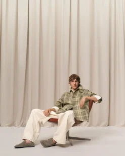 Jean Beige Coupe Large En Coton